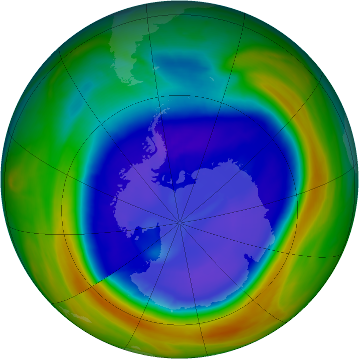 Antarctic ozone map for 10 September 2007